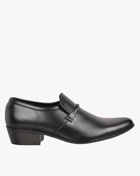 genuine leather pointed-toe loafers