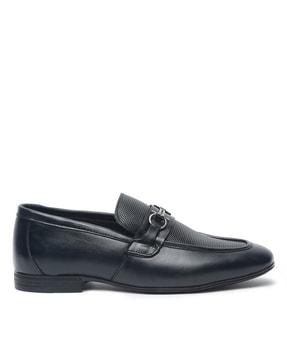 genuine leather round-toe loafers