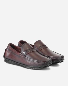 genuine leather round-toe loafers