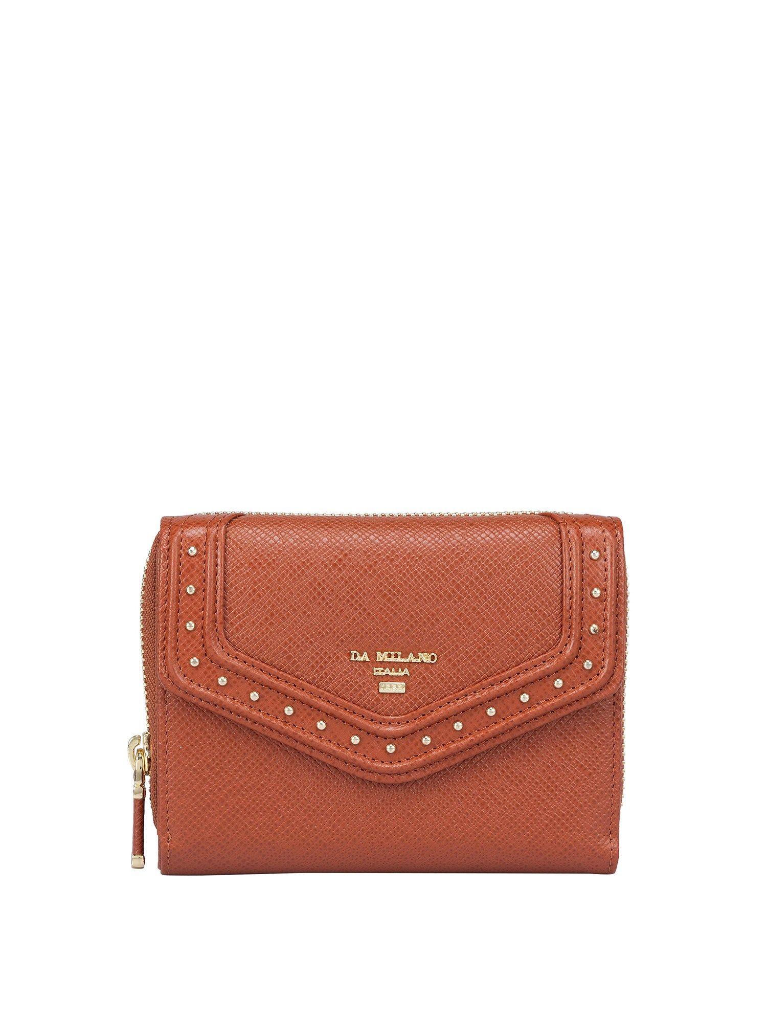 genuine leather rust ladies wallet