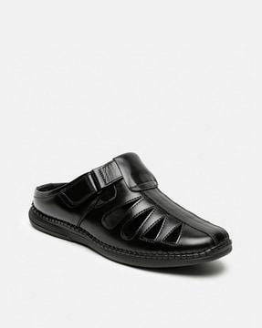 genuine leather sandals with velcro fastening