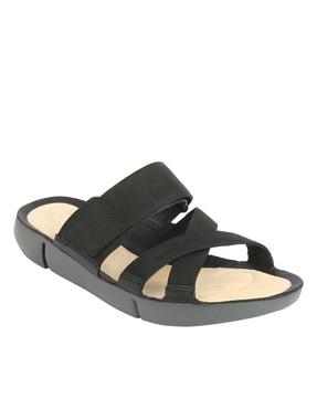 genuine leather slides with velcro closure