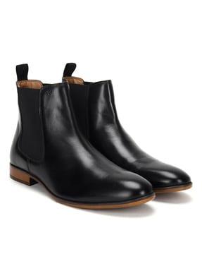 genuine leather slip-on chelsea boots