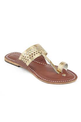 genuine leather slip-on men's kolhapuri chappals - multi