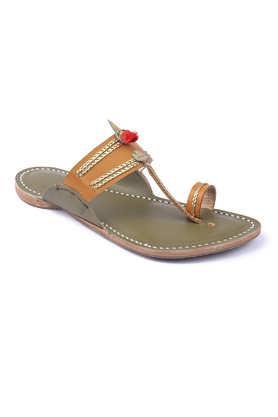 genuine leather slip-on men's kolhapuri chappals - multi