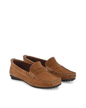 genuine leather slip-on shoes