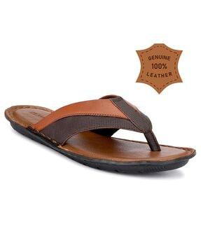 genuine leather t-strap flat sandals