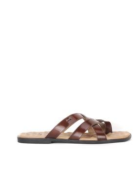 genuine leather thong-strap flip flops