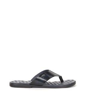 genuine leather thong-strap flip flops