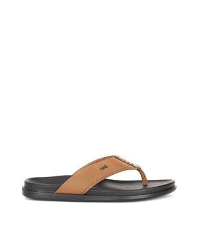 genuine leather thong-strap flip flops