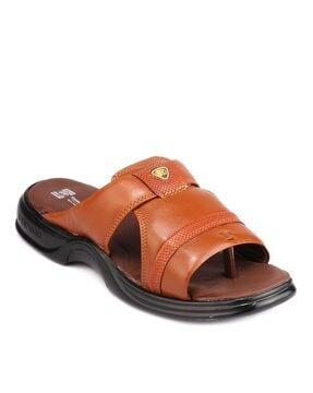 genuine leather thong-strap flip-flops