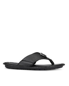 genuine leather thong-strap sandals