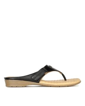 genuine leather thong-strap sandals