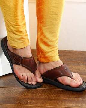 genuine leather thong-style flip-flops