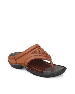 genuine leather toe-ring flip-flops