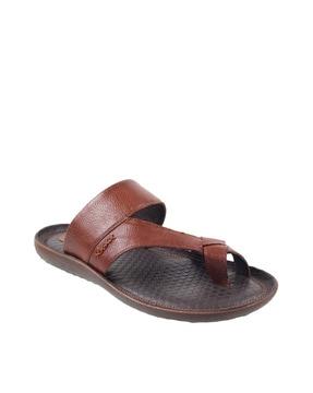 genuine leather toe-ring flip-flops