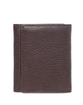 genuine leather wallet with flap closure