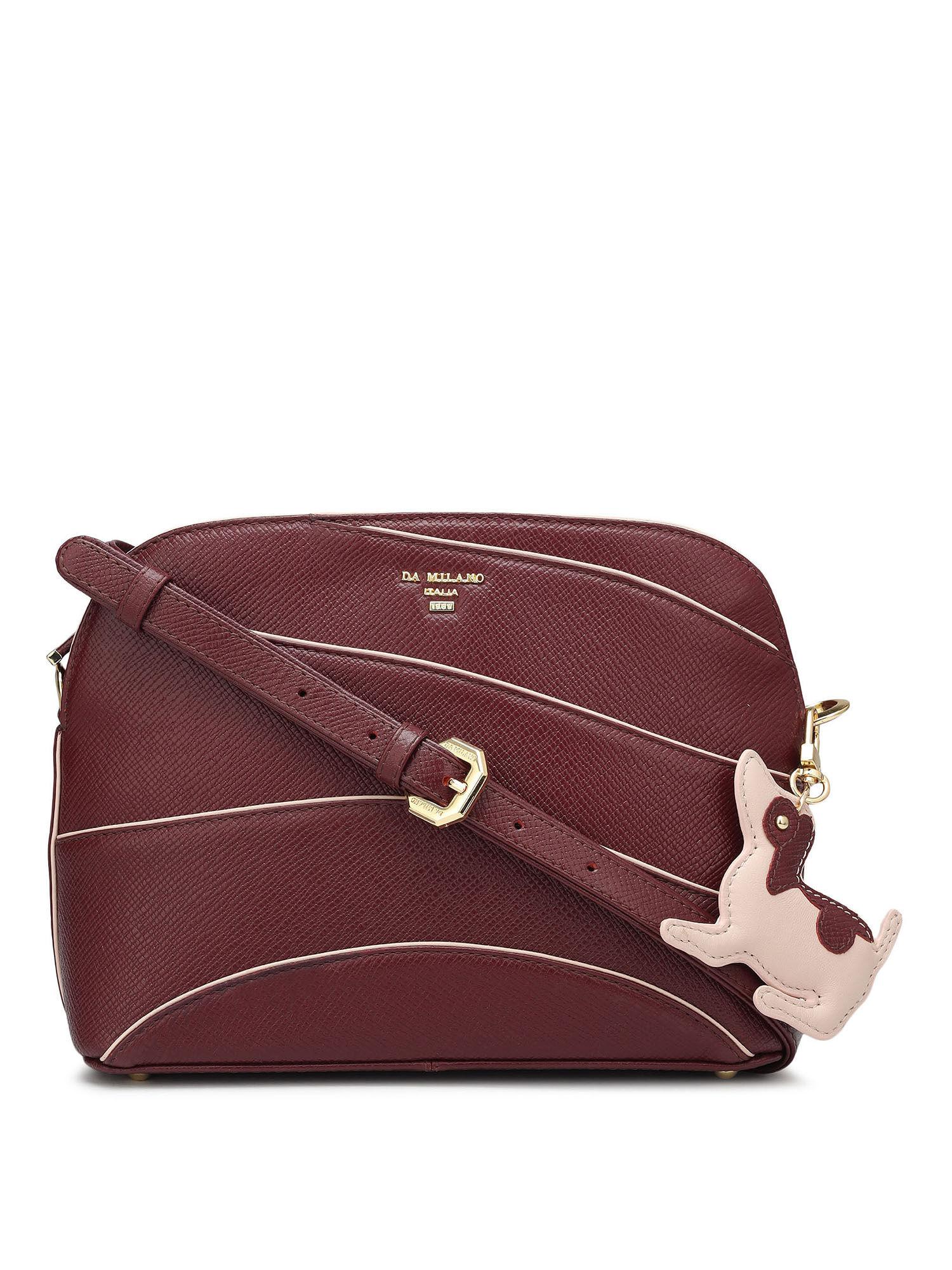 genuine leather wine ladies sling bag