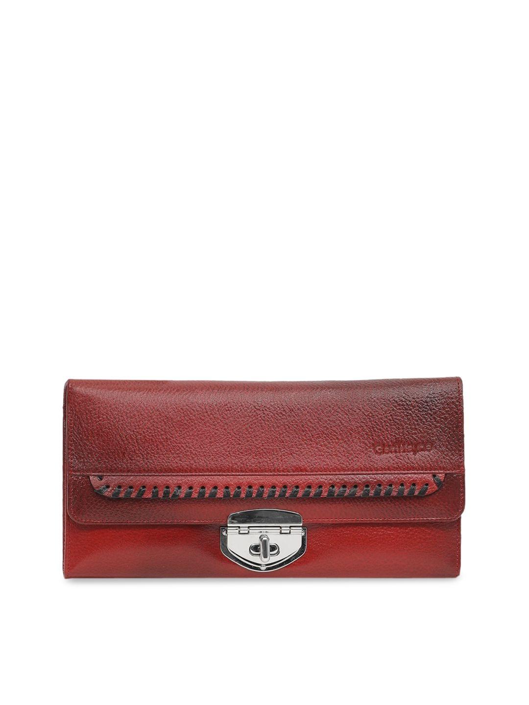 genwayne maroon solid leather purse