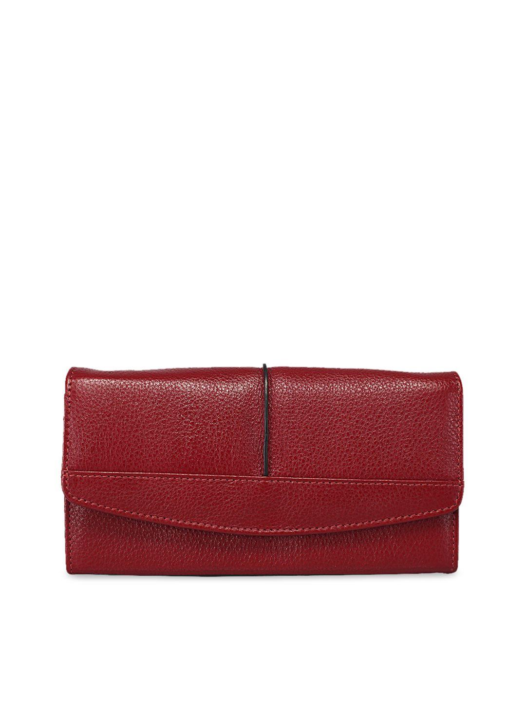 genwayne red solid leather clutch