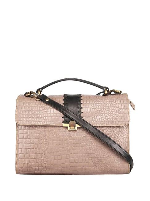 genwayne beige textured medium satchel handbag