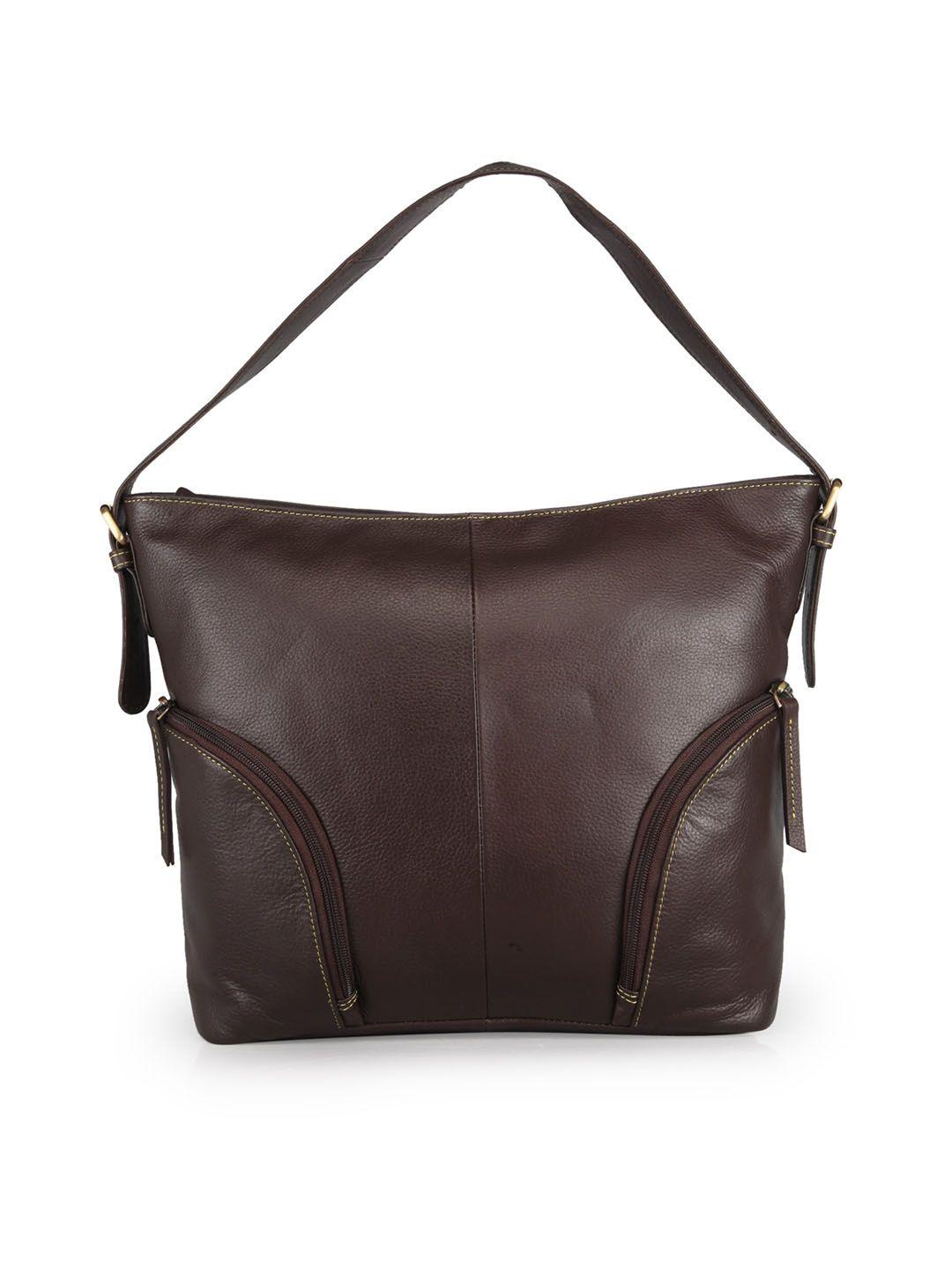 genwayne brown leather structured handheld bag