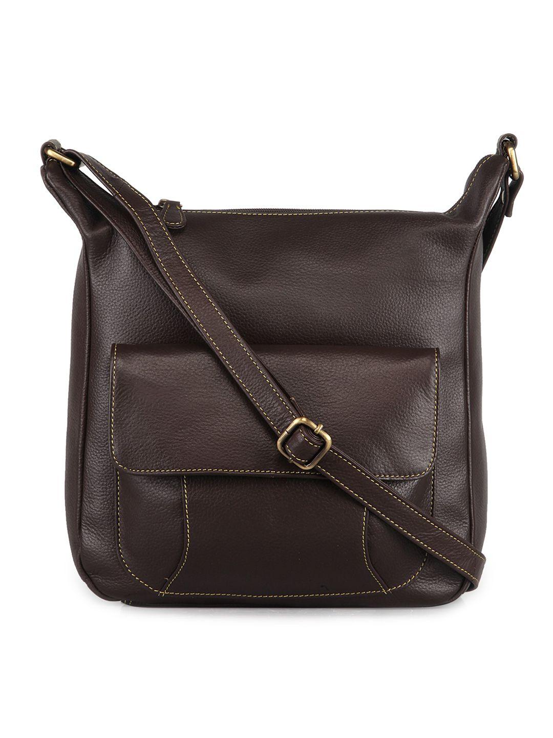 genwayne brown leather structured sling bag