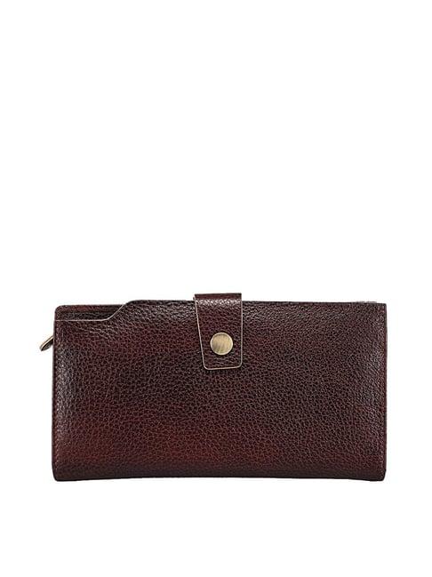 genwayne brown solid bi-fold wallet for women