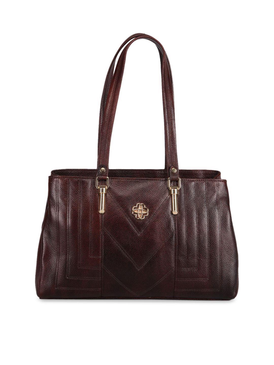 genwayne brown textured leather shopper handheld bag