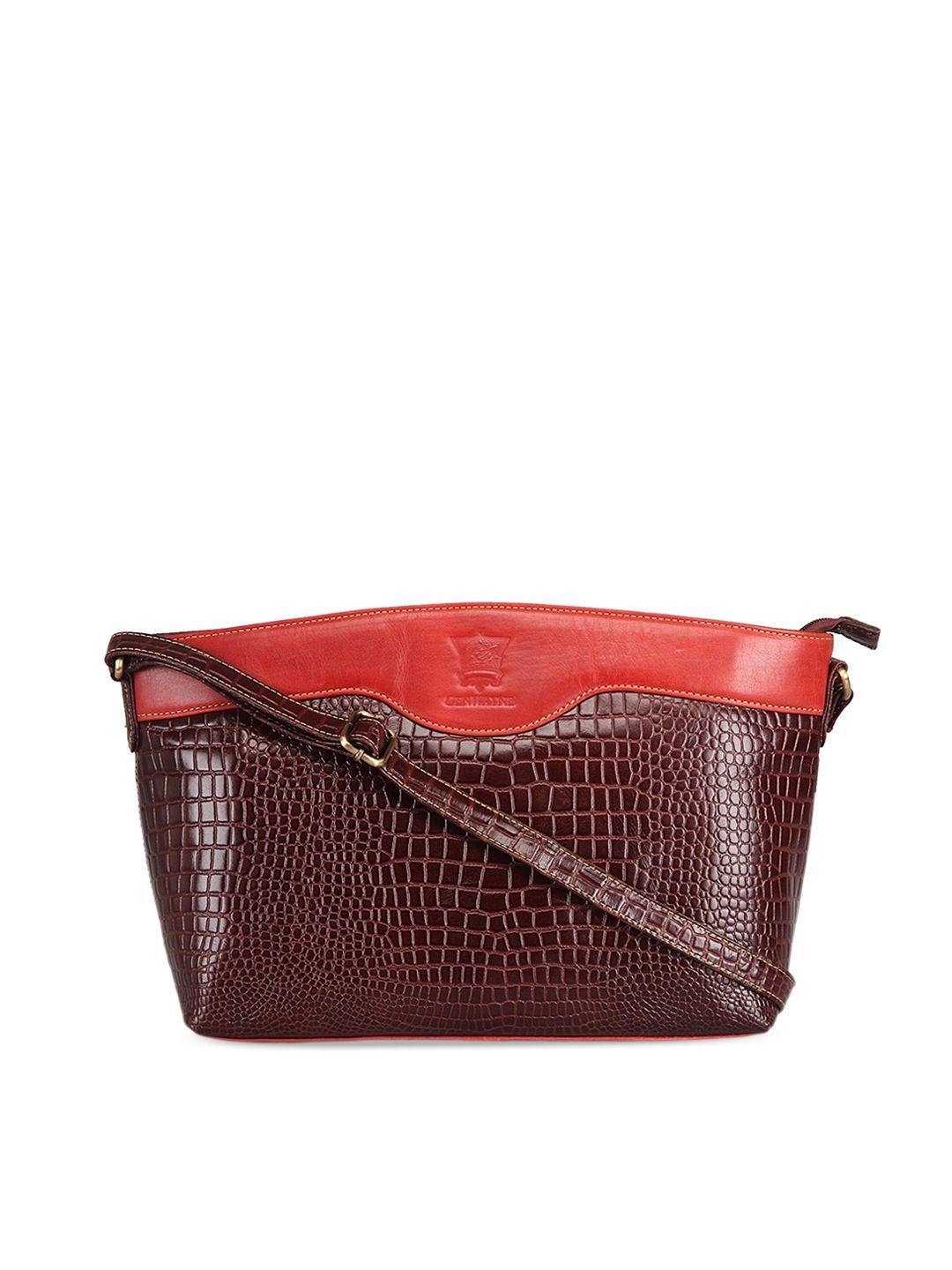 genwayne brown textured leather structured shoulder bag