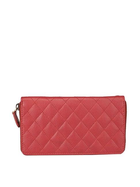 genwayne maroon solid zip around wallet for women