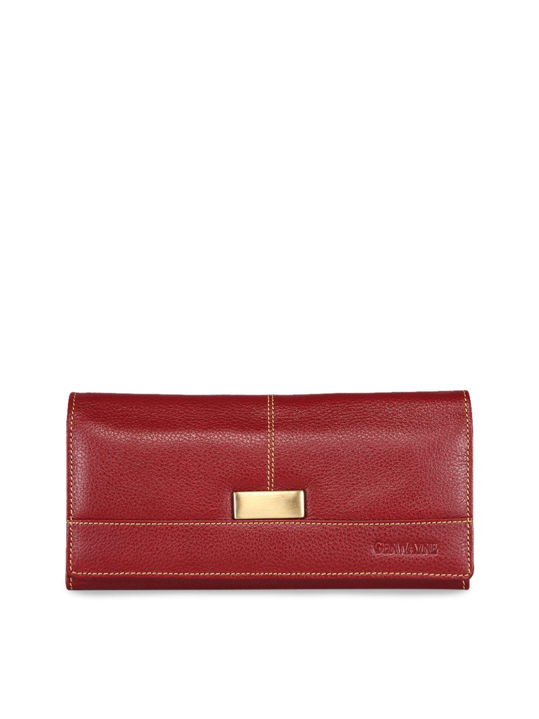 genwayne maroon textured leather envelope clutch