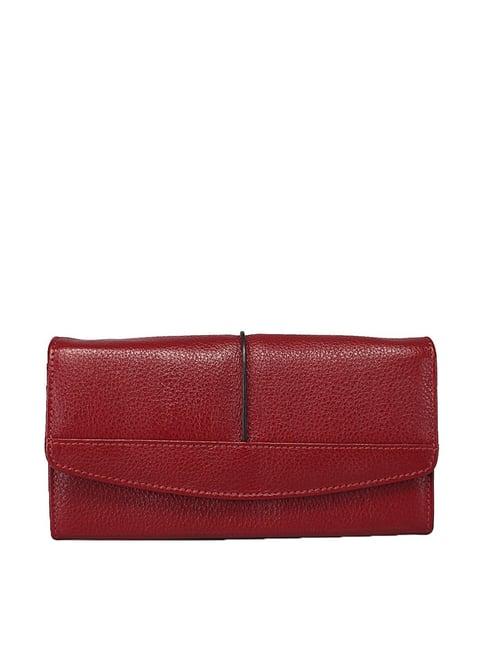 genwayne maroon textured wallet for women