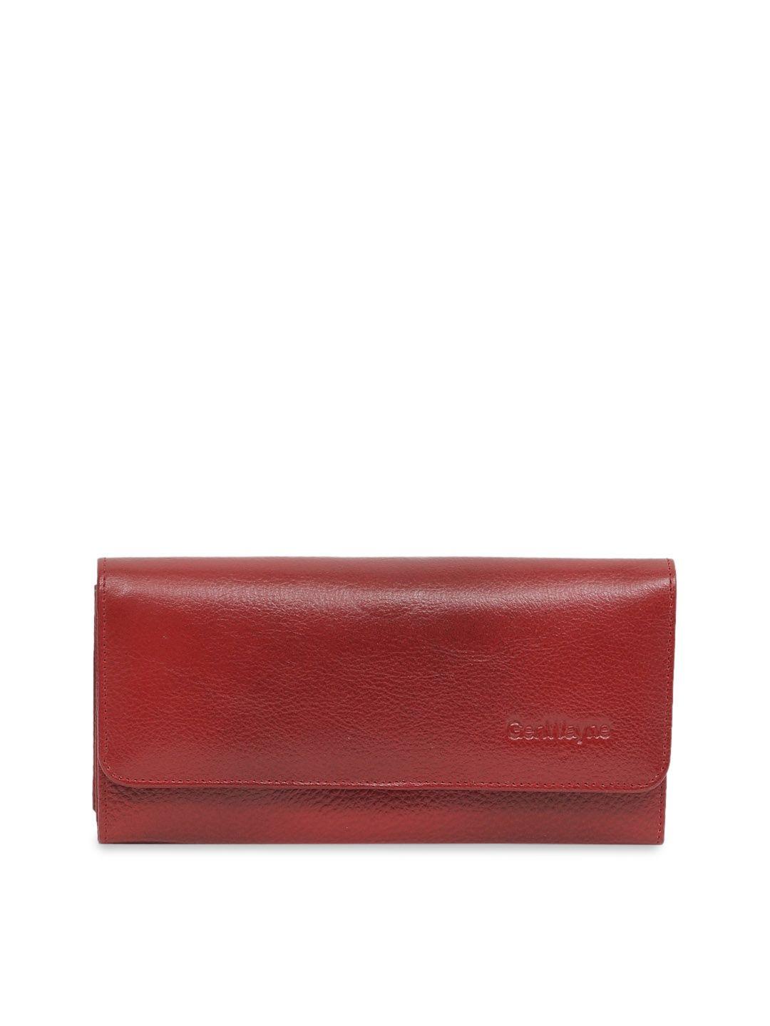 genwayne red solid leather purse clutch