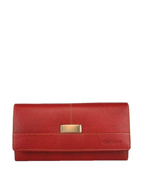 genwayne red solid wallet for women