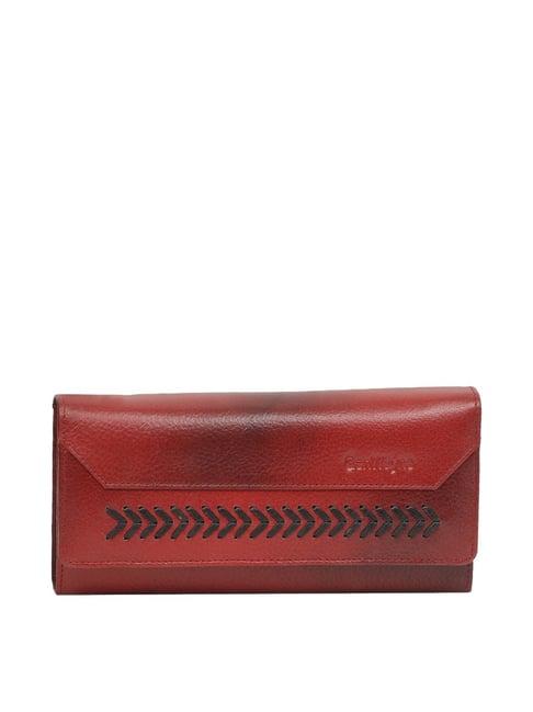 genwayne red textured wallet for women