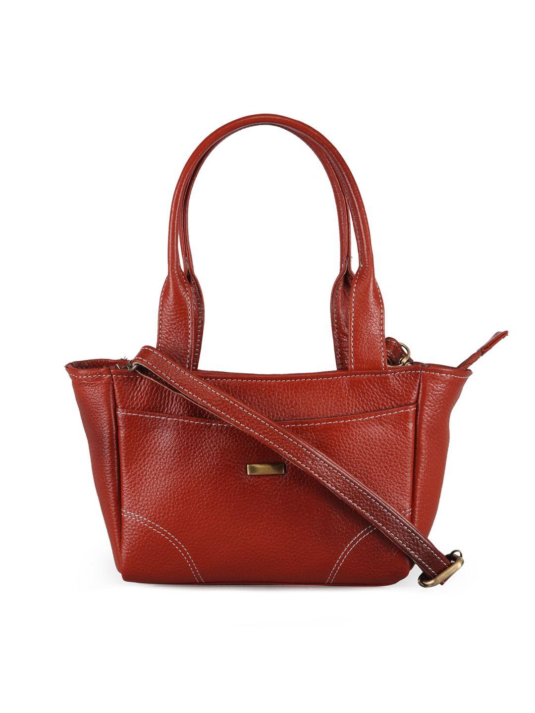 genwayne tan leather swagger handheld bag with cut work