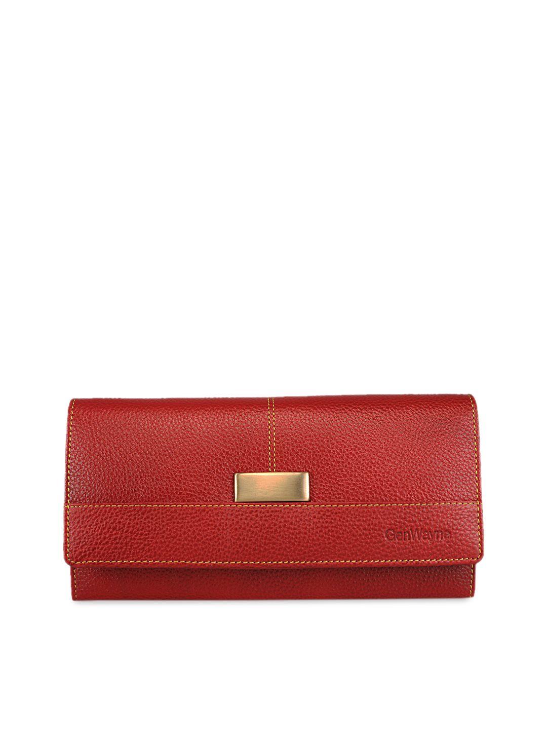 genwayne women red solid two fold wallet