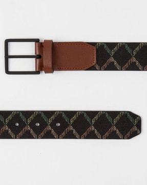 geo print leather belt