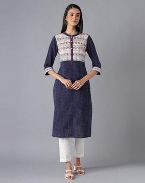 geometric embroidered kurta & pants set