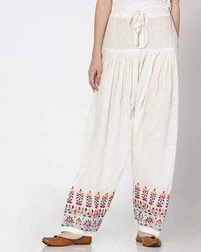 geometric embroidered patiala pants