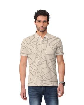 geometric pattern polo t-shirt