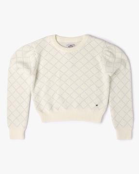 geometric pattern round-neck sweater