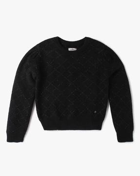 geometric pattern round-neck sweatshirt