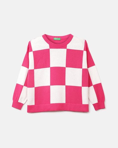 geometric patterned round-neck pullover