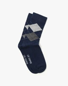 geometric patterned-knit mid-calf length everyday socks