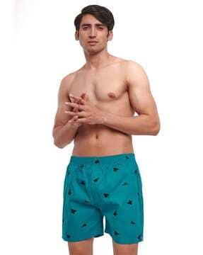 geometric print boxers with elasticated waist