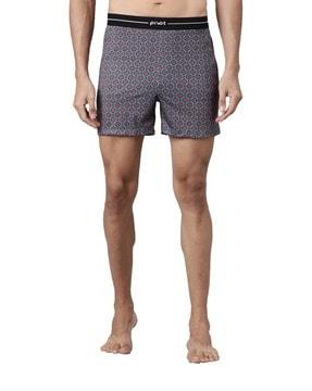 geometric print boxers with elasticated waistband