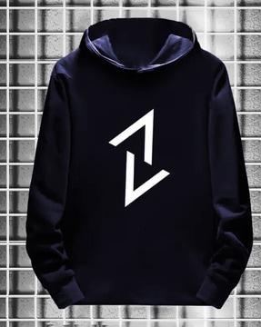 geometric print cotton hoodie