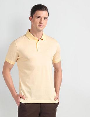 geometric print cotton mercerised polo shirt
